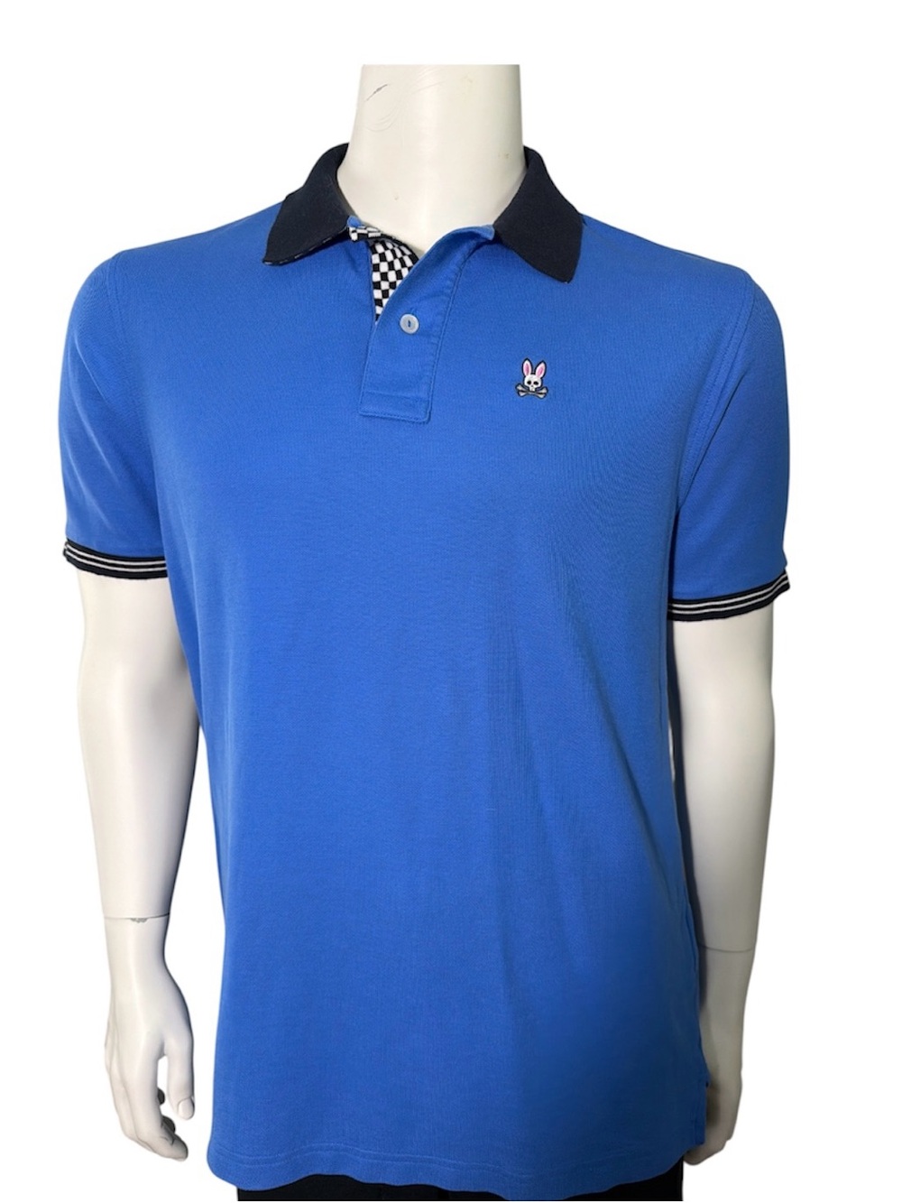 Psycho Bunny Blue Polo with Black Collar